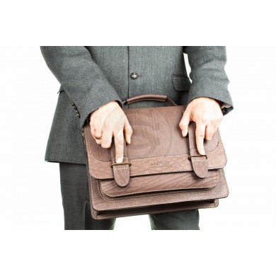 Кожаный портфель Француз коричневый