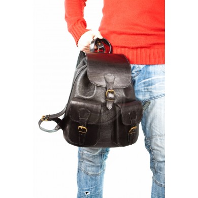Кожаный рюкзак Классик-2 черный