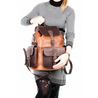 Кожаный рюкзак Классик-3 коричневый