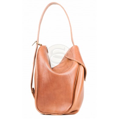 Кожаная сумка-рюкзак Микки коричневая