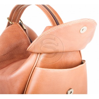 Кожаная сумка-рюкзак Микки коричневая